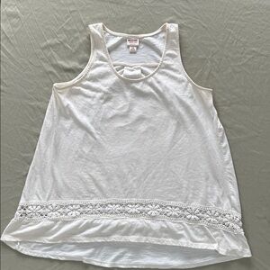 Cream cotton loose fit lace Tank Top L